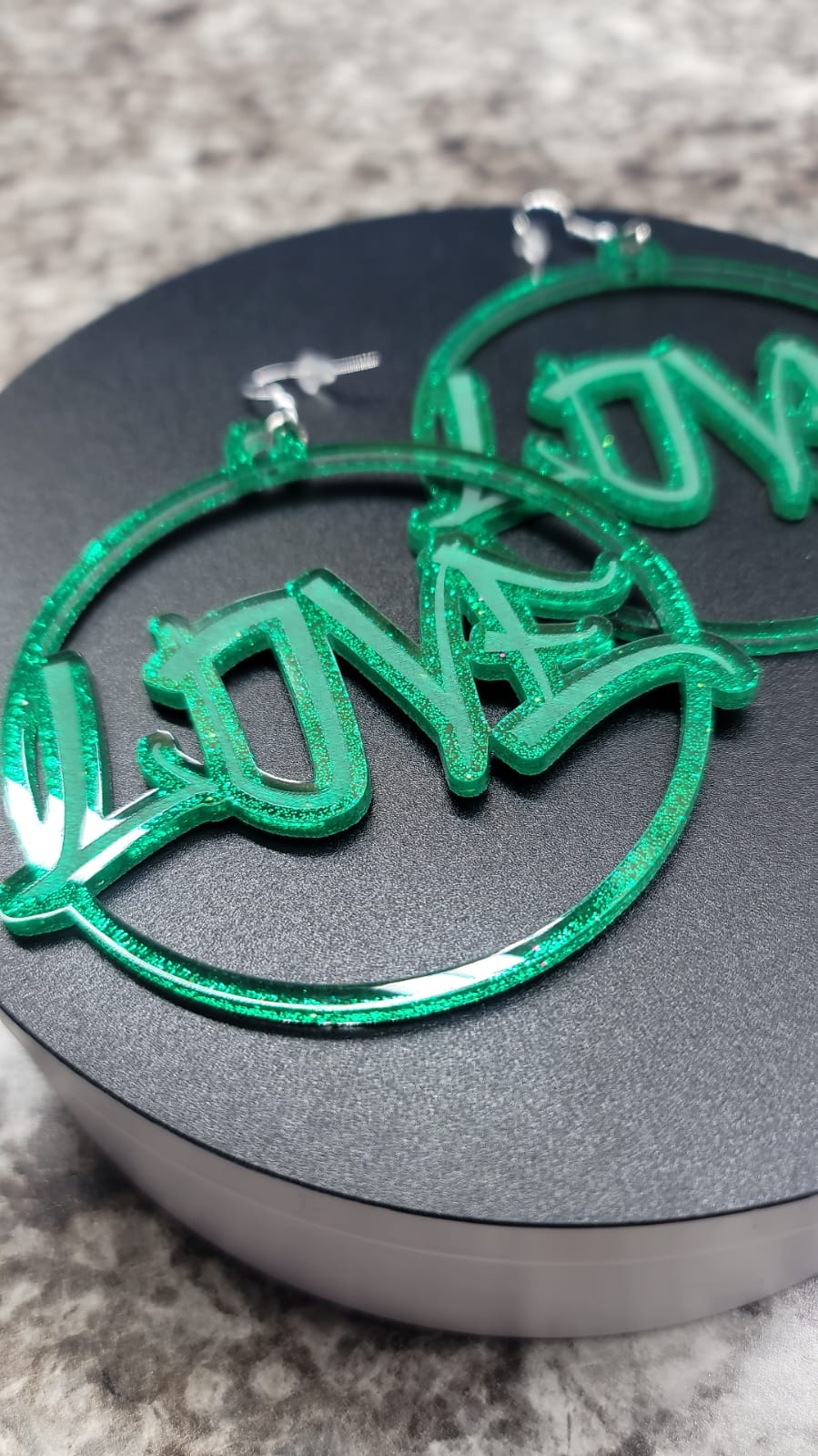 Acyrlic Love Hoop Earrings