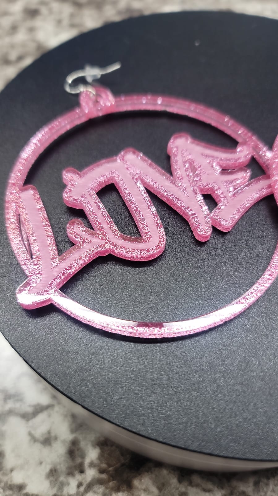 Acyrlic Love Hoop Earrings