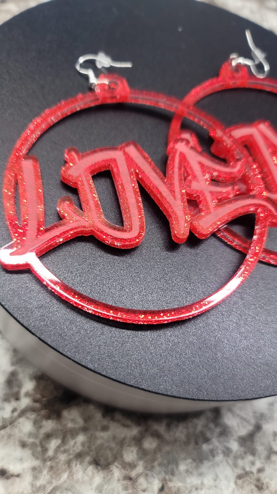 Acyrlic Love Hoop Earrings