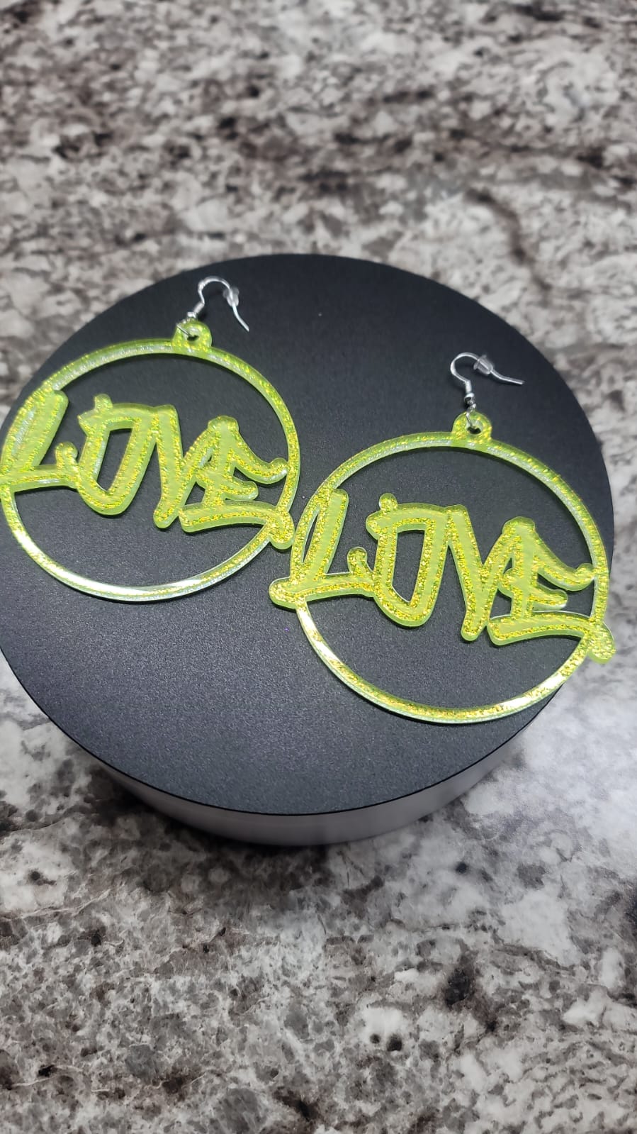 Acyrlic Love Hoop Earrings