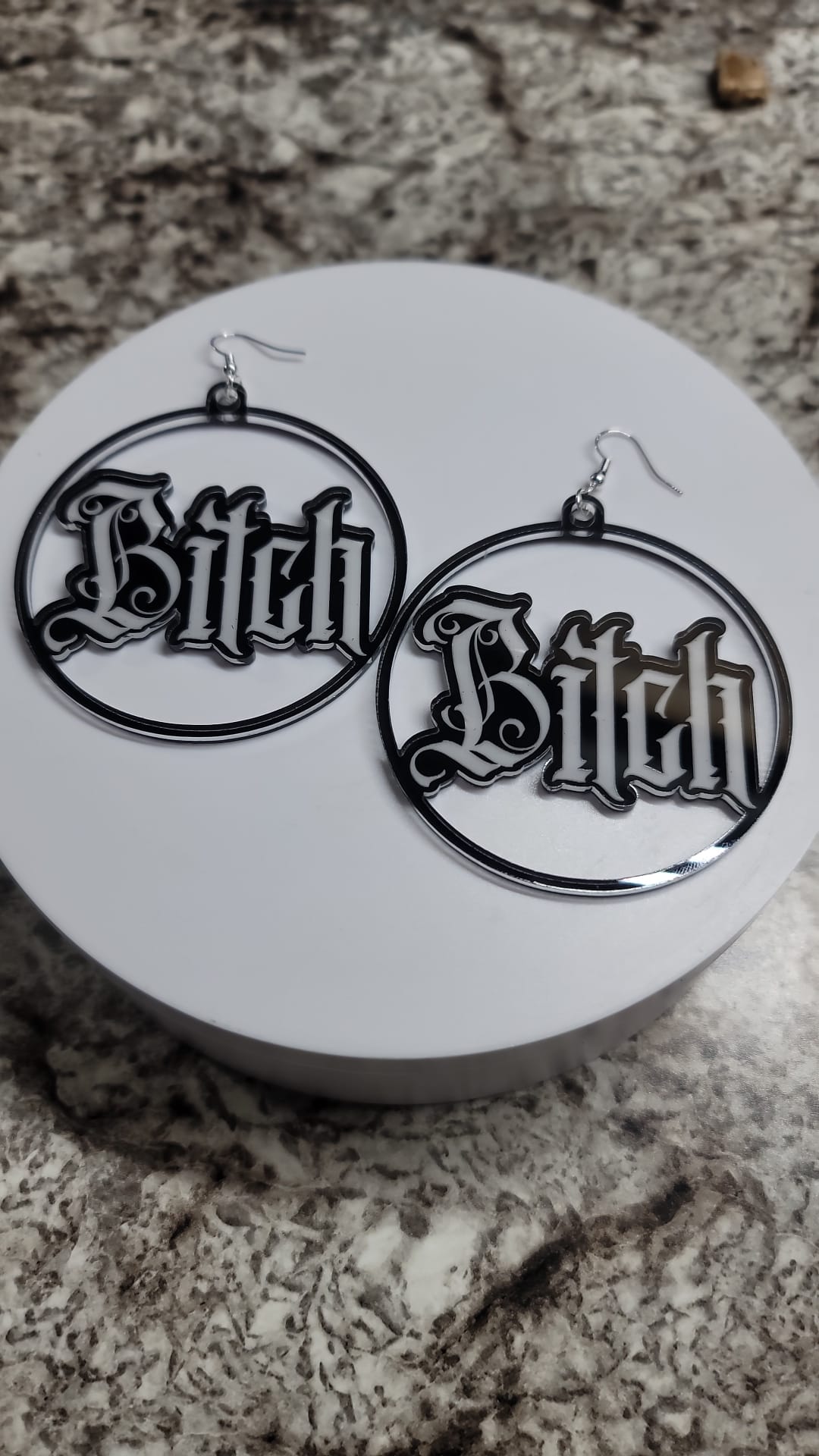 Acrylic hoop Earrings Bitch