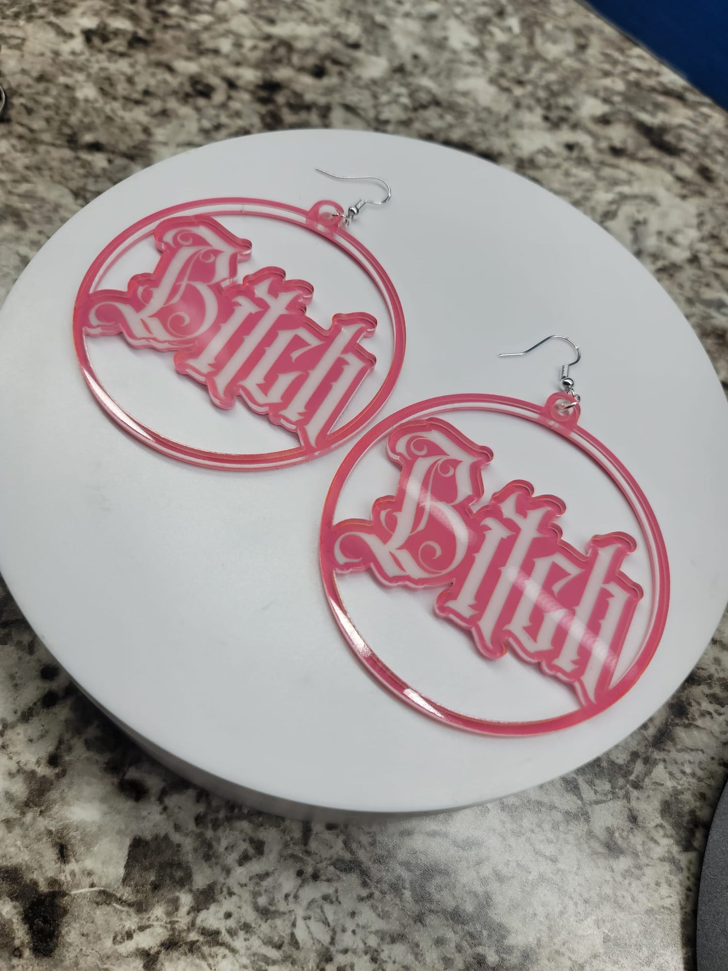 Acrylic hoop Earrings Bitch