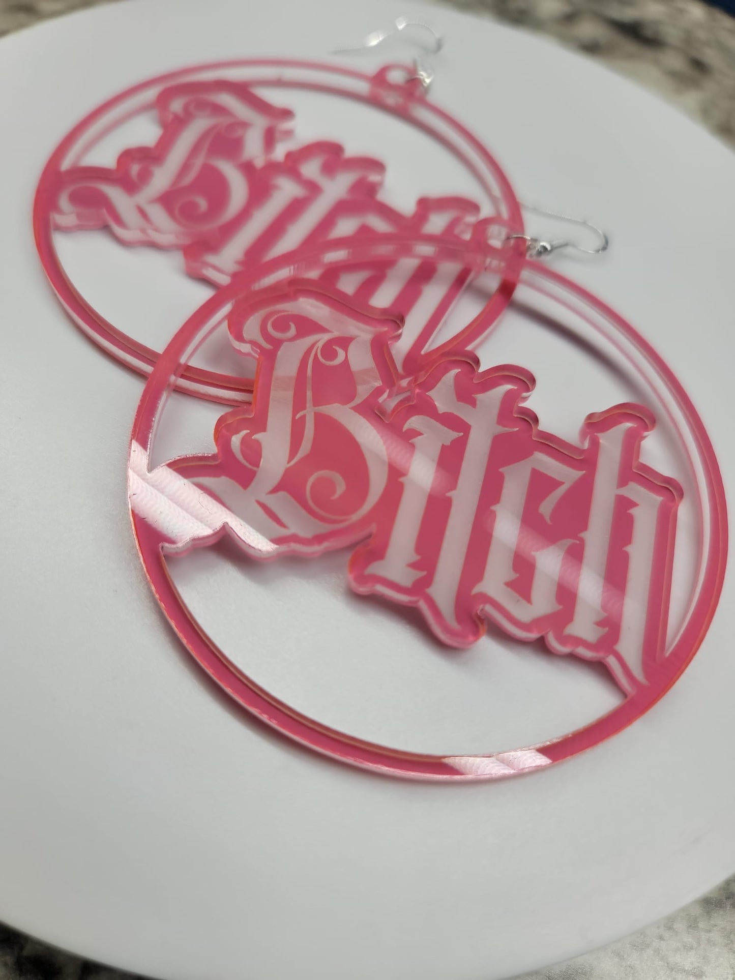 Acrylic hoop Earrings Bitch