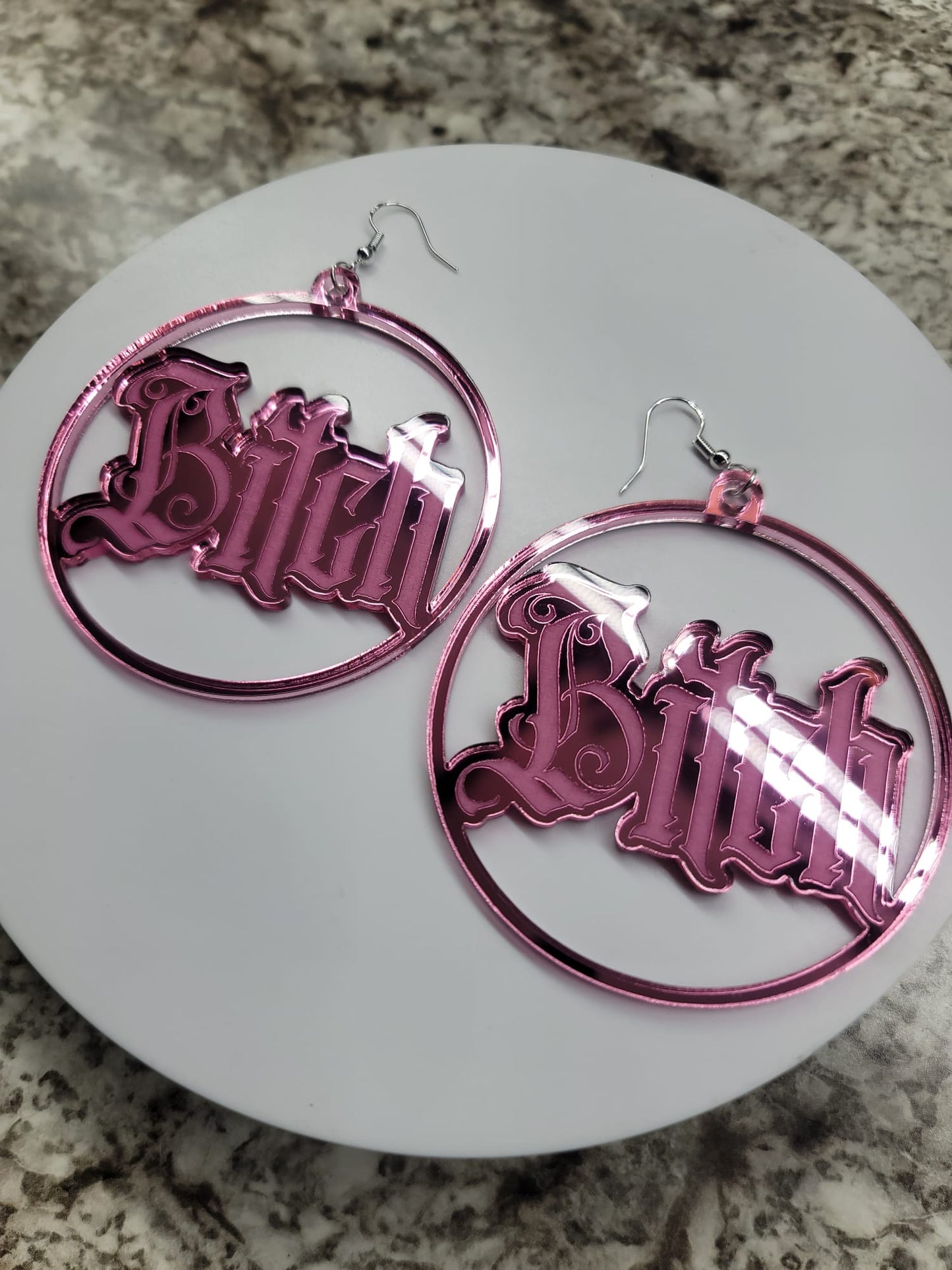 Acrylic hoop Earrings Bitch