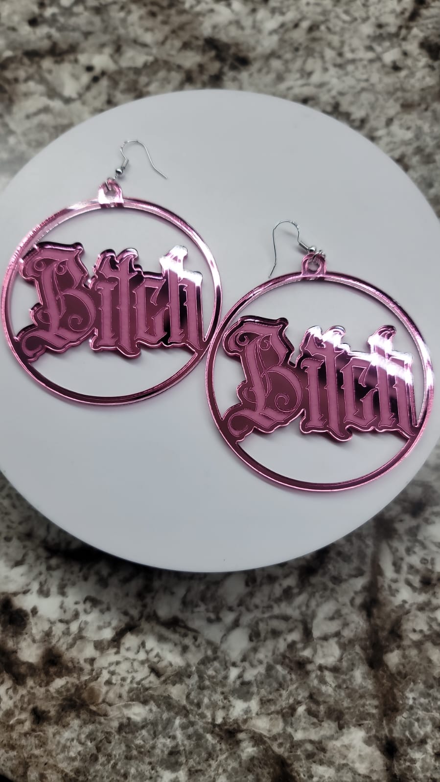 Acrylic hoop Earrings Bitch